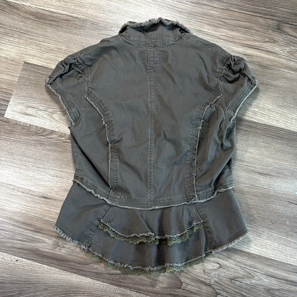 Vintage Justice Size Large Top Green Cotton‎ Blend Romantic Grunge Indie Utility